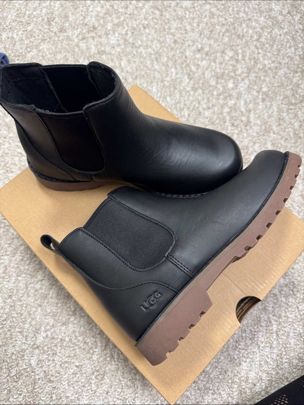 UGG kid’s Black Chukka Boot with Brown Lug Sole
